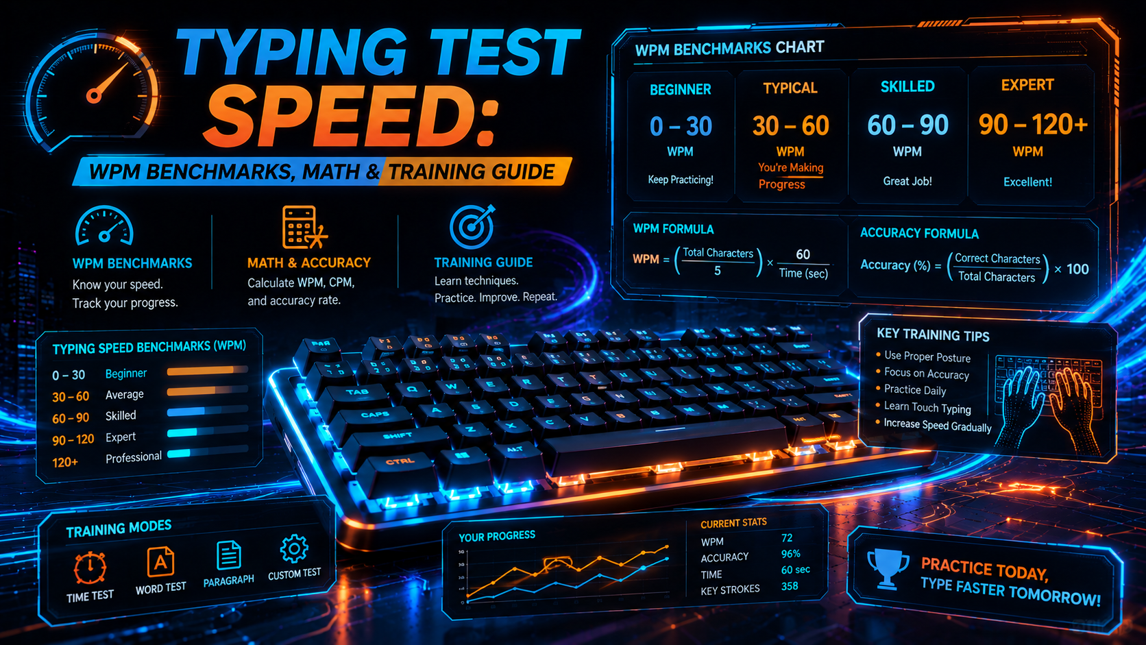 Typing Test Speed: WPM Benchmarks, Math & Training Guide