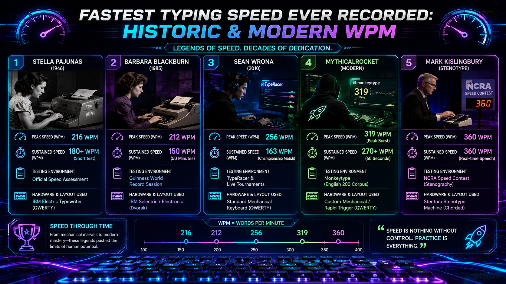 Fastest Typing Speed Ever Recorded: Historic & Modern WPM