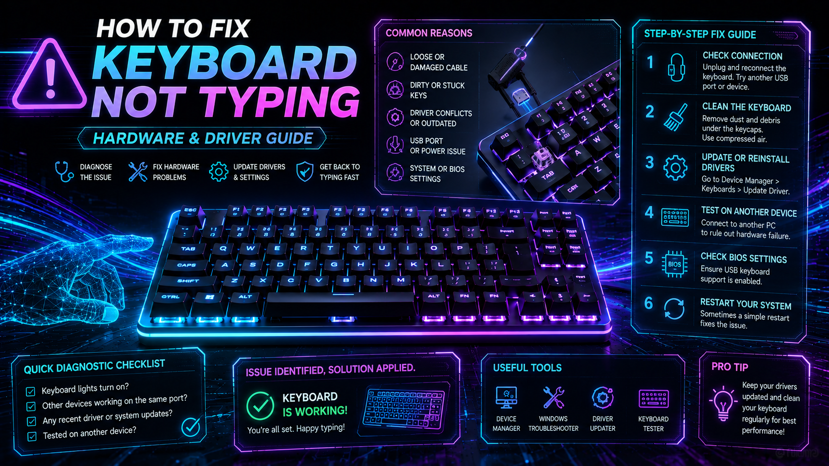 How to Fix Keyboard Not Typing: Hardware & Driver Guide